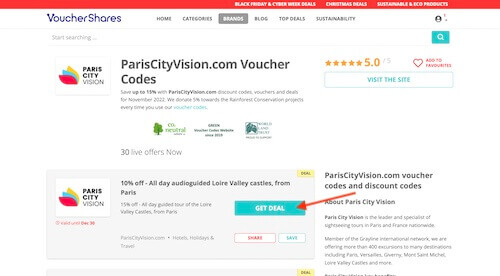 ParisCityVision.com voucher code