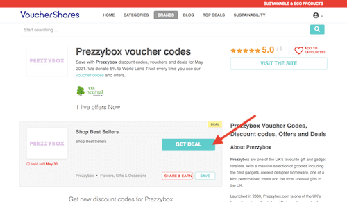 Prezzybox discount codes page