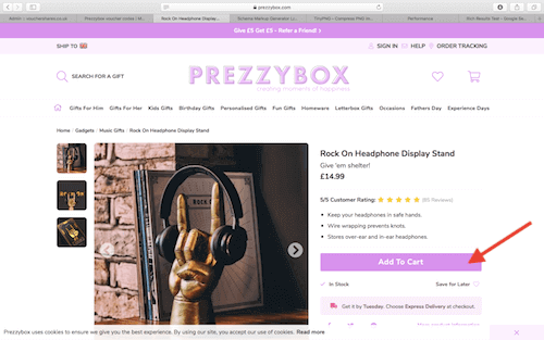 Prezzybox shopping cart