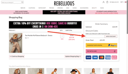 Rebellious Fashion discount code discount