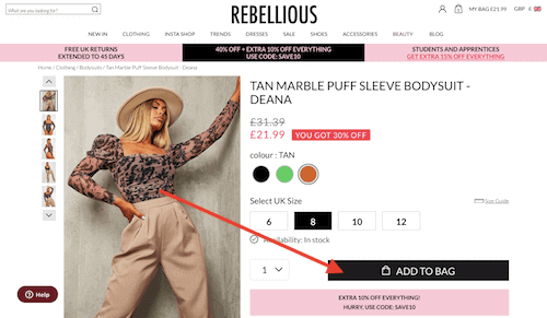 Rebellious Fashion shopping cart