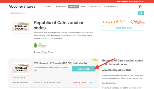 Republic of Cats discount codes page