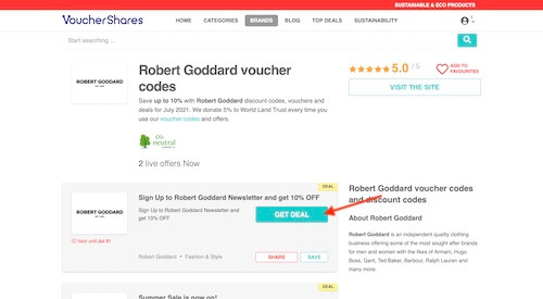 Robert Goddard discount code