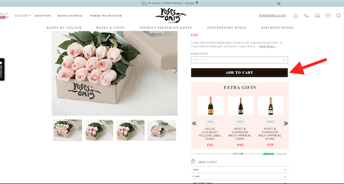 Roses Only shopping cart