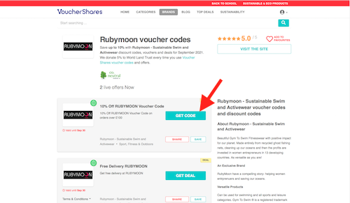 Rubymoon voucher codes page