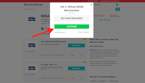 SEGA Shop discount code