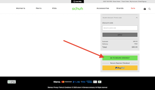 Schuh check out page