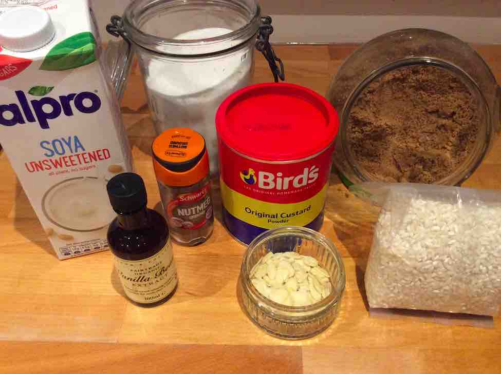 Vegan Rice Pudding ingredients 