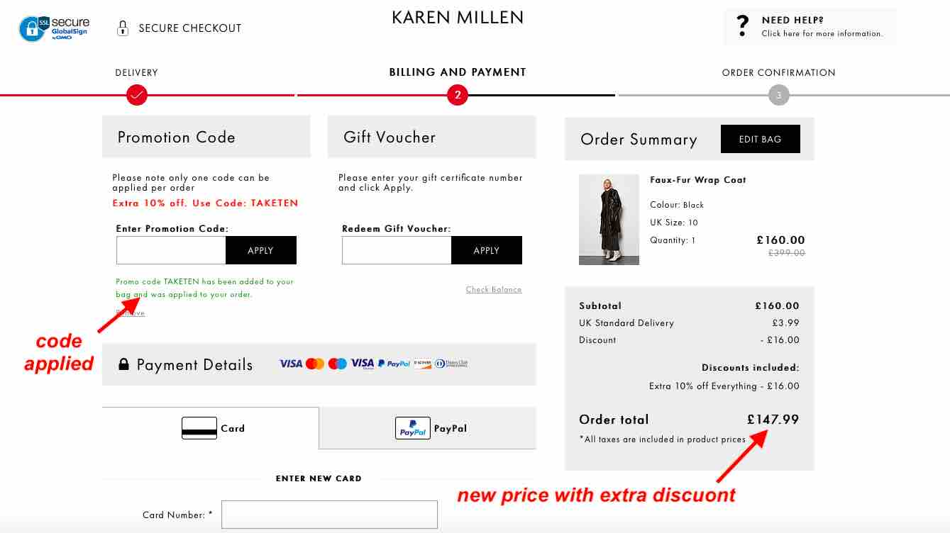 Karen Millen promotion code applied 