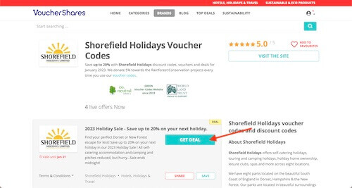 Shorefield Holidays voucher code