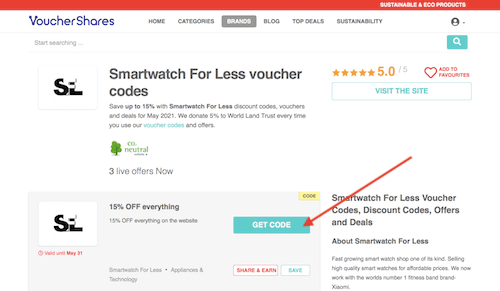 Smartwatch For Less voucher codes page