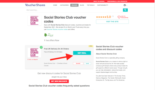 Social Stories Club discount codes page