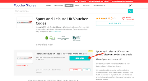 Sport and Leisure UK discount code