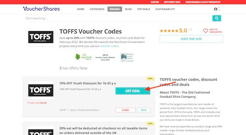 TOFFS voucher code