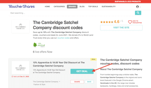 The Cambridge Satchel Company discount code