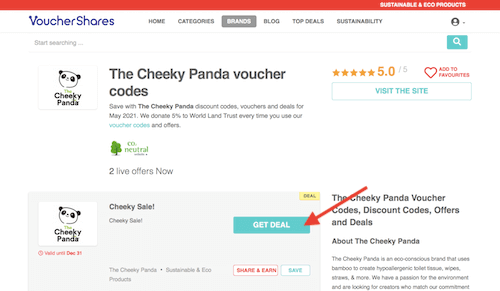 The Cheeky Panda voucher codes page