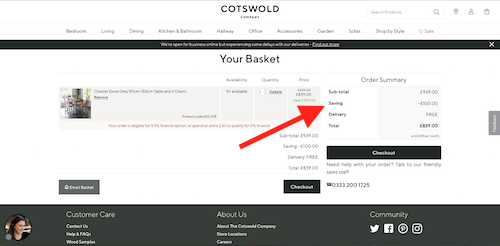 The Cotswold Company shopping basket