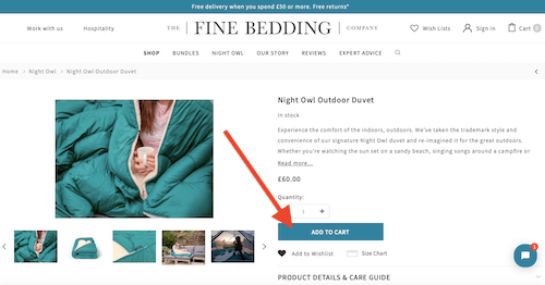 The Fine Bedding Company shopping cart