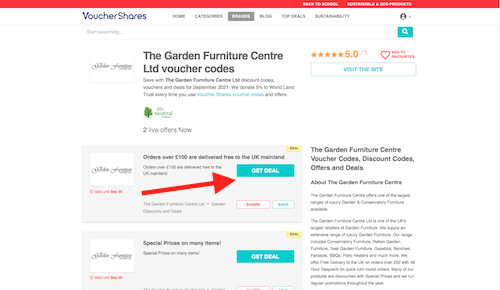 The Garden Furniture Centre voucher codes page