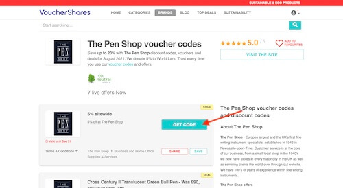 The Pen Shop voucher code
