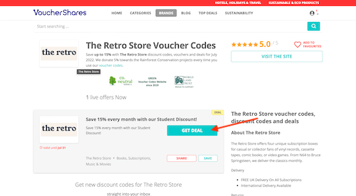 The Retro Store voucher code