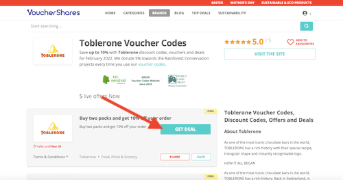 Toblerone voucher code