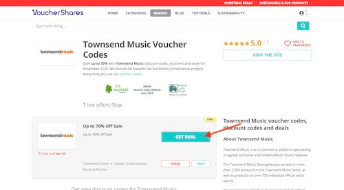 Townsend Music voucher code