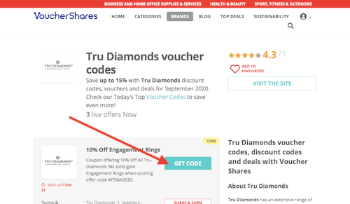 Tru Diamonds discount codes page