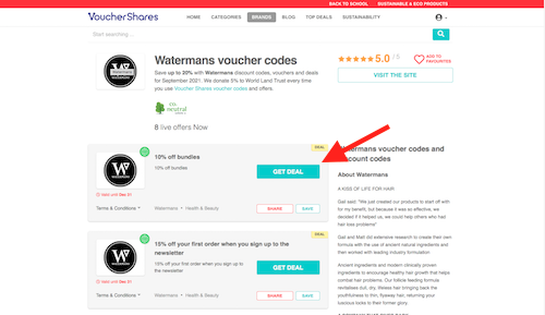 Watermans voucher codes page