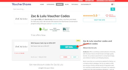 Zac & Lulu voucher code