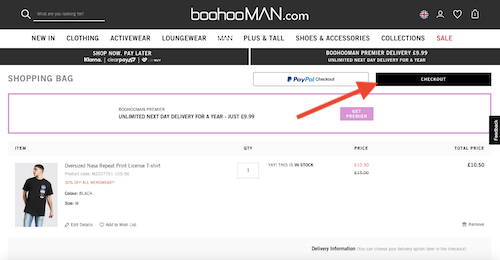 boohooMAN.com shopping bag