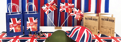VE Day bags, flags, and table cloth Memorabilia 