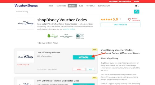 shopDisney voucher code