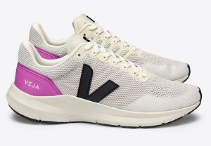 Veja white and pink womens running trainers